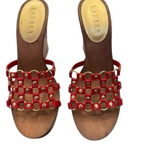 Ralph Lauren Ilsa Slide Wooden Wedges - Size7-7.5